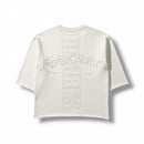 Highly Undrtd 'Desires' Legacy Perm 3/4 Sleeve Rhinestone Cropped T-Shirt (Sail) HS6503 - FRESH N FITTED