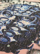 Rare Peace 'Mask' Oversized Rhinestone Cropped T-shirt (Dust Pink) RT6004