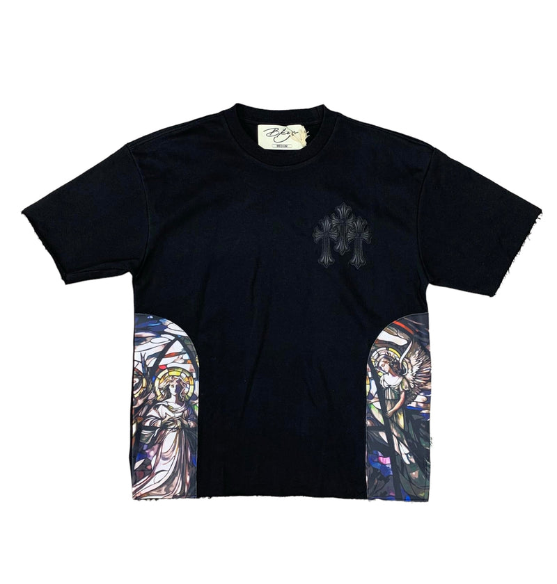 BKYS 'Satin Applique' Terry T-Shirt (Black) T1089 - FRESH N FITTED-2 INC