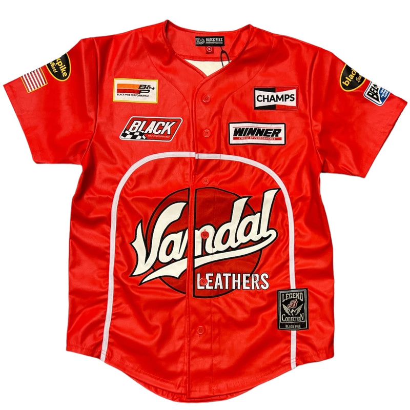 Black Pike 'Vandal Racing' PU Baseball Jersey (Red) BS5003 - FRESH N FITTED-2 INC