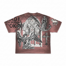 T-shirt with artistic design featuring an angel, cross, and text on a white background by Fresh N Fitted
