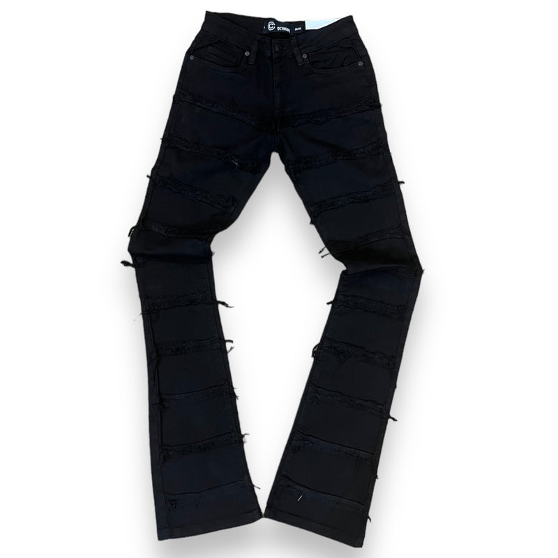 Octagon Men’s 'Frayed Tape' Stacked Denim (Black) OT1716