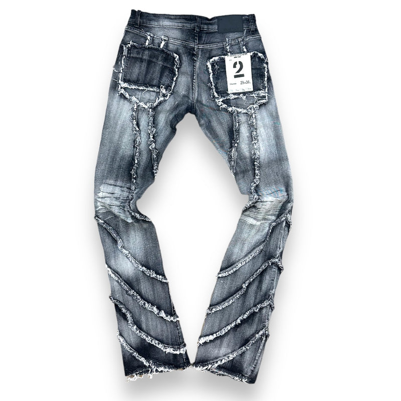 FWRD 'Wavy Patchwork' Stacked Denim (Washed Black) FW-330090A