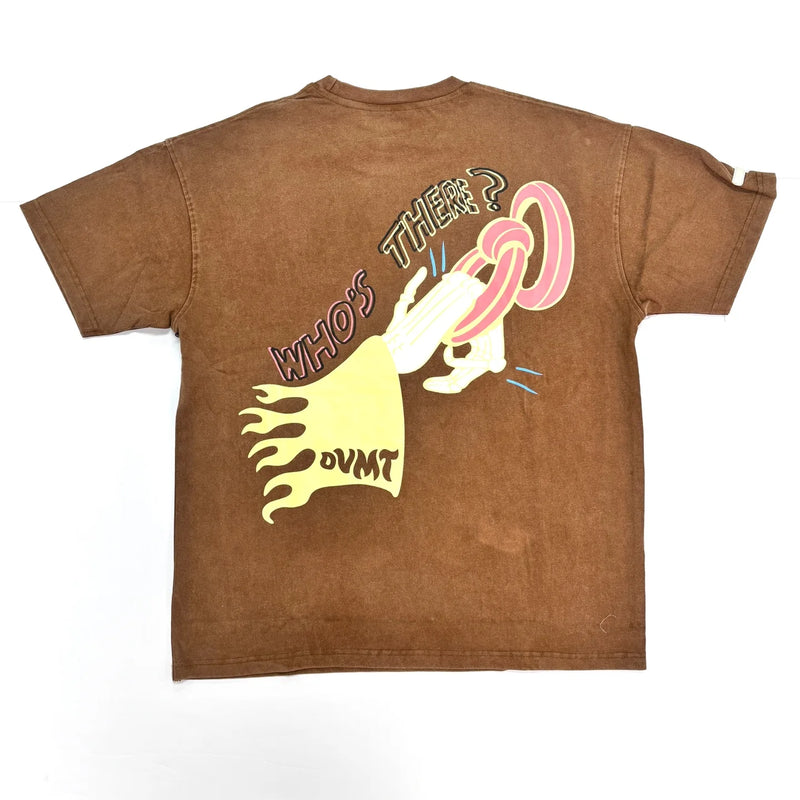 DVMT 'Knock Knock' Over Sized Acid Wash T-Shirt (Brown) 741-175 - FRESH N FITTED-2 INC