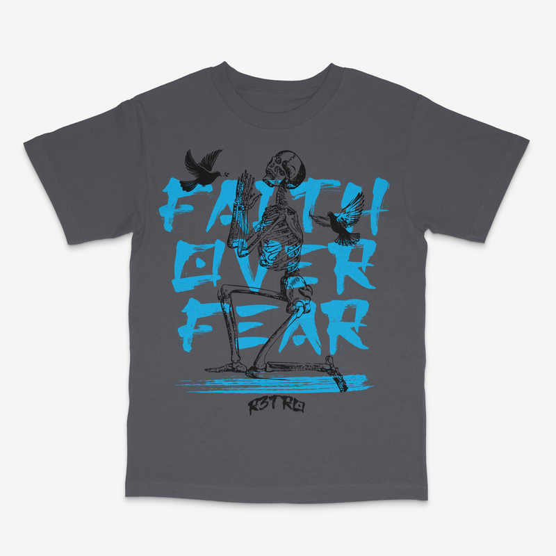 R3TRO WORLD 'Faith Over Fear' Tee (Charcoal/Blue)