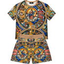 George V Men's Renaissance Premium All Over Print With Rhinestones Tee - FRESH N FITTED