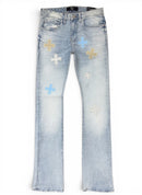 SYIP 'Leather Patches' Stacked Denim (Ice Blue) JTFP2344 - FRESH N FITTED
