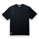 Black t-shirt with brand logo on a white background By Fresh N Fitted 