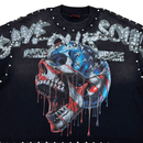Rare Peace 'Save Our Souls' Oversized Rhinestone Cropped T-Shirt (Black) RT5050 - FRESH N FITTED