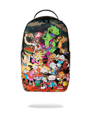 sprayground Backpack with colorful cartoon character design on a white background