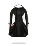 Black backpack with white accents on a white background