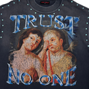 Rare Peace 'Trust No One' Oversized Rhinestone Cropped T-Shirt (Dk. Grey) RT5052 - FRESH N FITTED