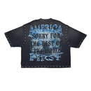 Rare Peace 'Trust No One' Oversized Rhinestone Cropped T-Shirt (Dk. Grey) RT5052 - FRESH N FITTED