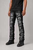 Taker 'All over Print' Premium stretch Stack Denim (Black Ash) T4132