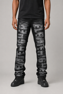 Taker 'All over Print' Premium stretch Stack Denim (Black Ash) T4132