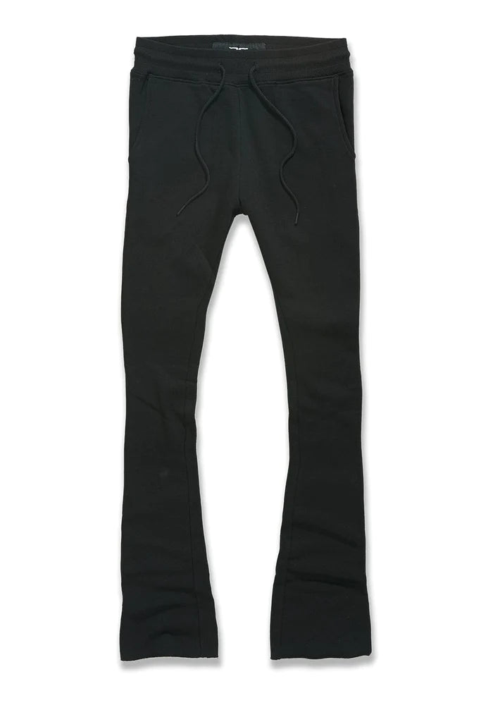 Jordan Craig Uptown Flare Stacked Sweat Pants (Jet Black) 8821L - Fresh N Fitted Inc