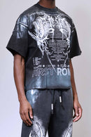First Row ‘Y2K Tribal’ Cropped T-Shirt (Washed Black) FRM3024A - FRESH N FITTED