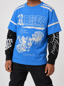 Elite Denim Kids 'Riches' Embellished Thermal Tee in Blue