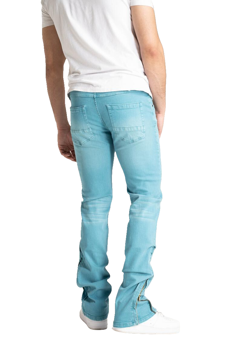 Taker 'Side Zipper' Stack Denim (Bay Blue) B2064