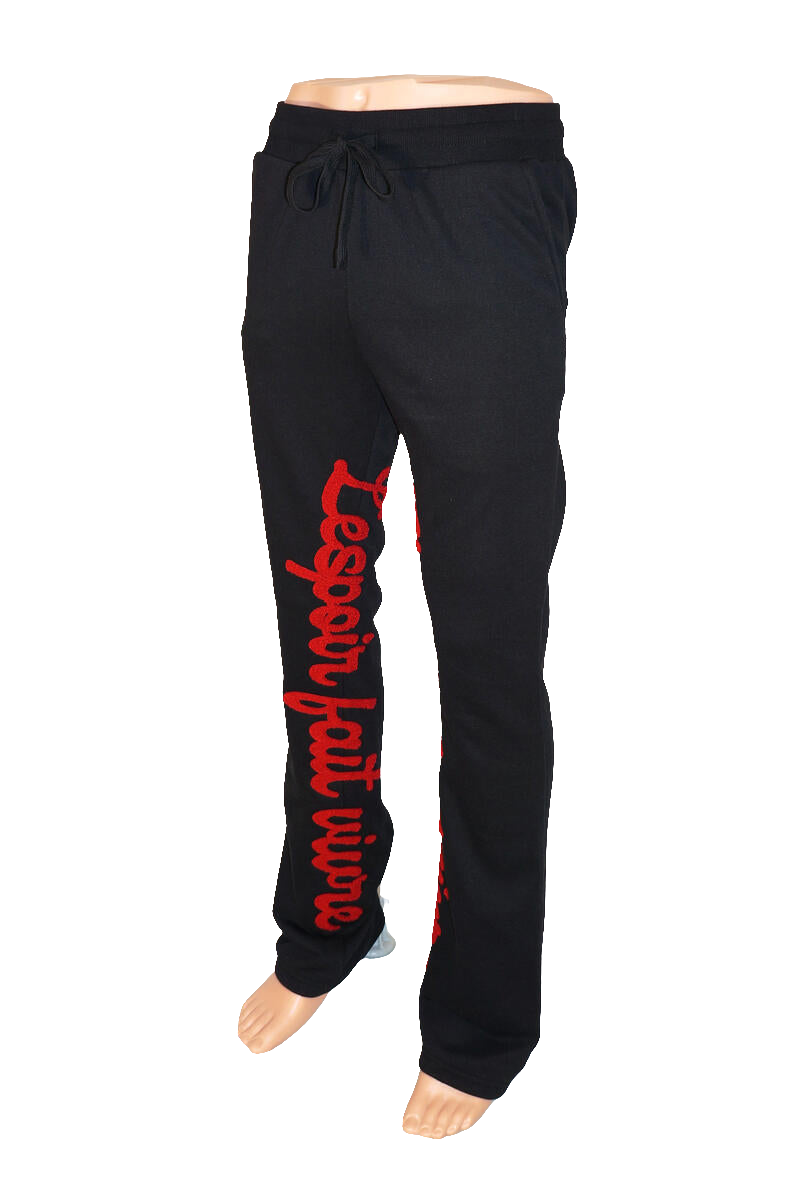 Taker 'We All Live In Hope' French Terry Flare Fleece Pants (Black/Red) B2109