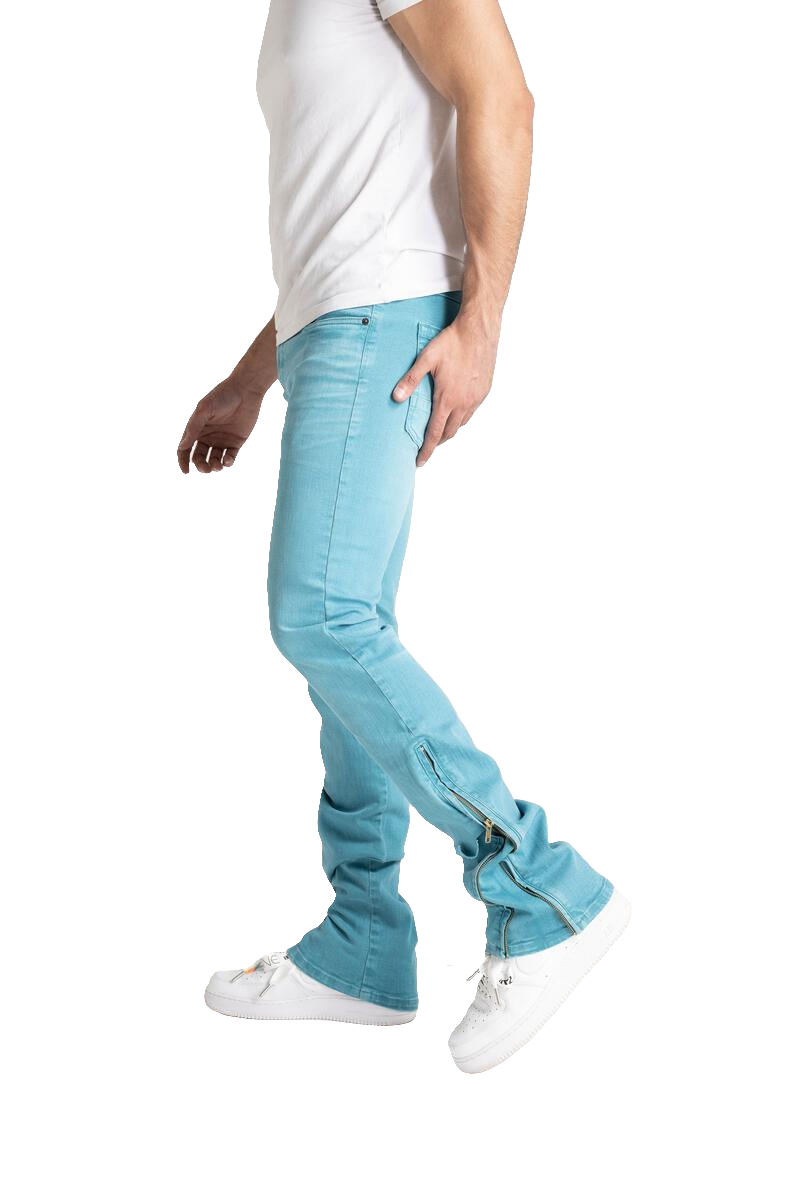 Taker 'Side Zipper' Stack Denim (Bay Blue) B2064