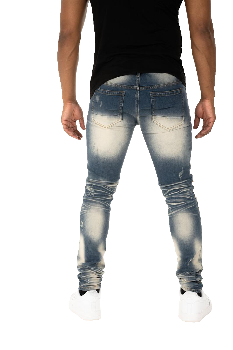 Taker Ripped Under Patch Denim (Dark Blue) B2034