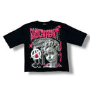Papercut 'Broken Heart' Oversized Cropped T-Shirt (Black) - FRESH N FITTED