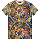 FRESH N FITTED Men's multi-color Renaissance print tee with rhinestones. Short sleeve, crew neck.