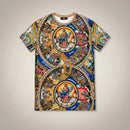 FRESH N FITTED Men's multi-color Renaissance print tee with rhinestones. Short sleeves, crew neck.