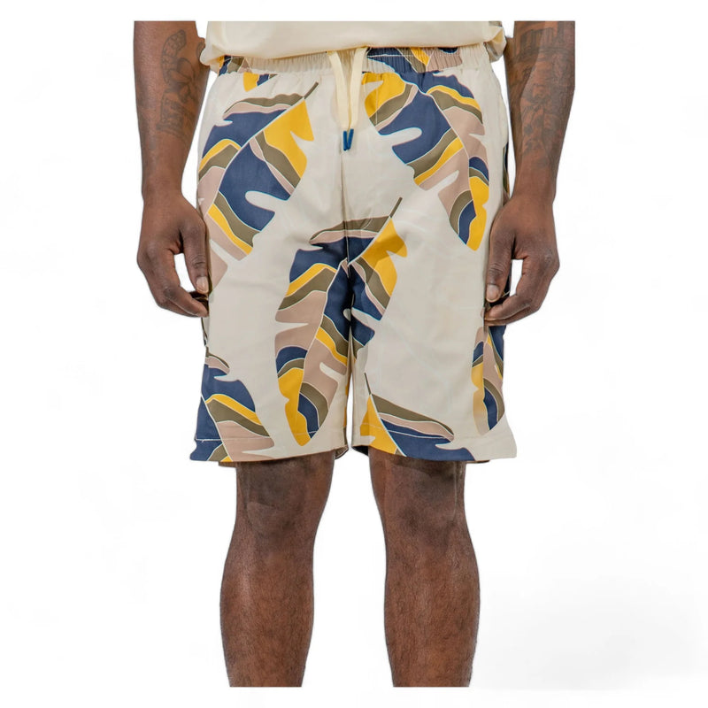 Black Leaf 'Signature Abstract Leaf' AOP Shorts (Multi) BLSIG-102