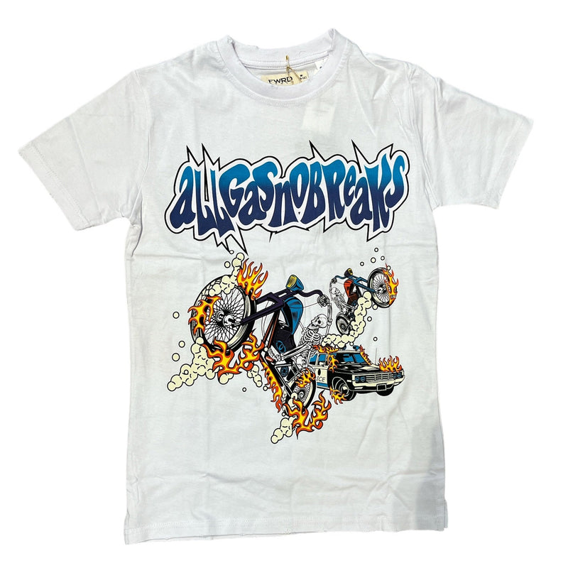 FWRD Kids 'All Gas No Breaks' T-Shirt (White) FW-180371K/LK - Fresh N Fitted Inc