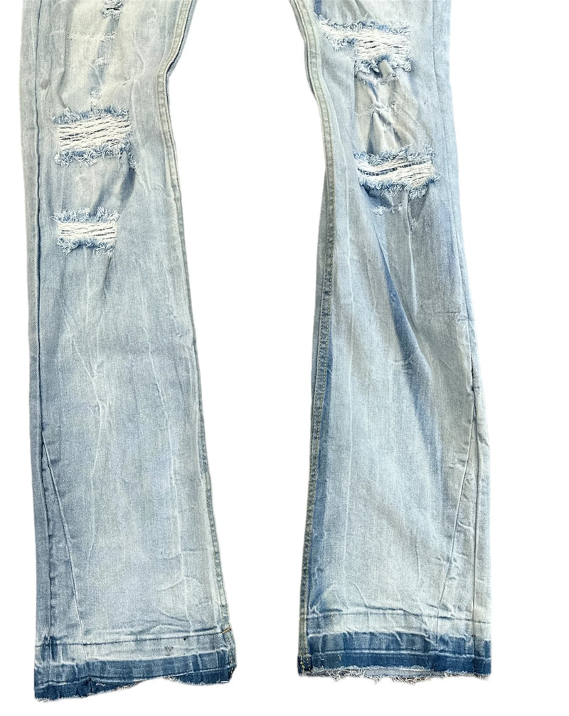 FWRD 'Worn Down' Stacked Flare Denim (Ice Blue) FW-33893 - Fresh N Fitted Inc