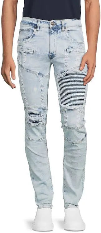 FWRD Distressed Moto Denim (Ice Blue) FW-33574A - Fresh N Fitted Inc