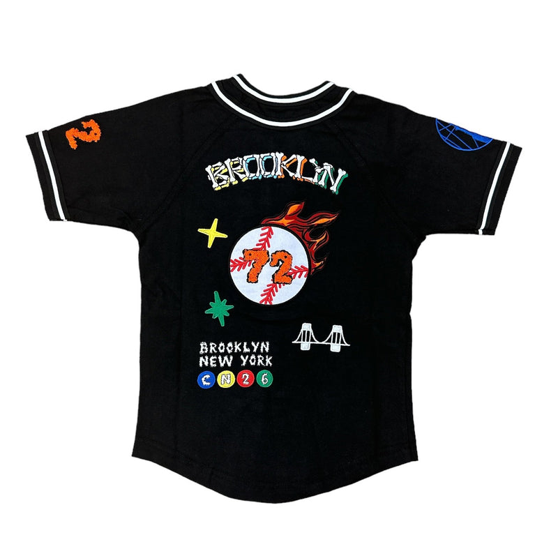 FWRD Kids 'Brooklyn Baseball ' Jersey (Black) FW-180387K/LK - Fresh N Fitted Inc