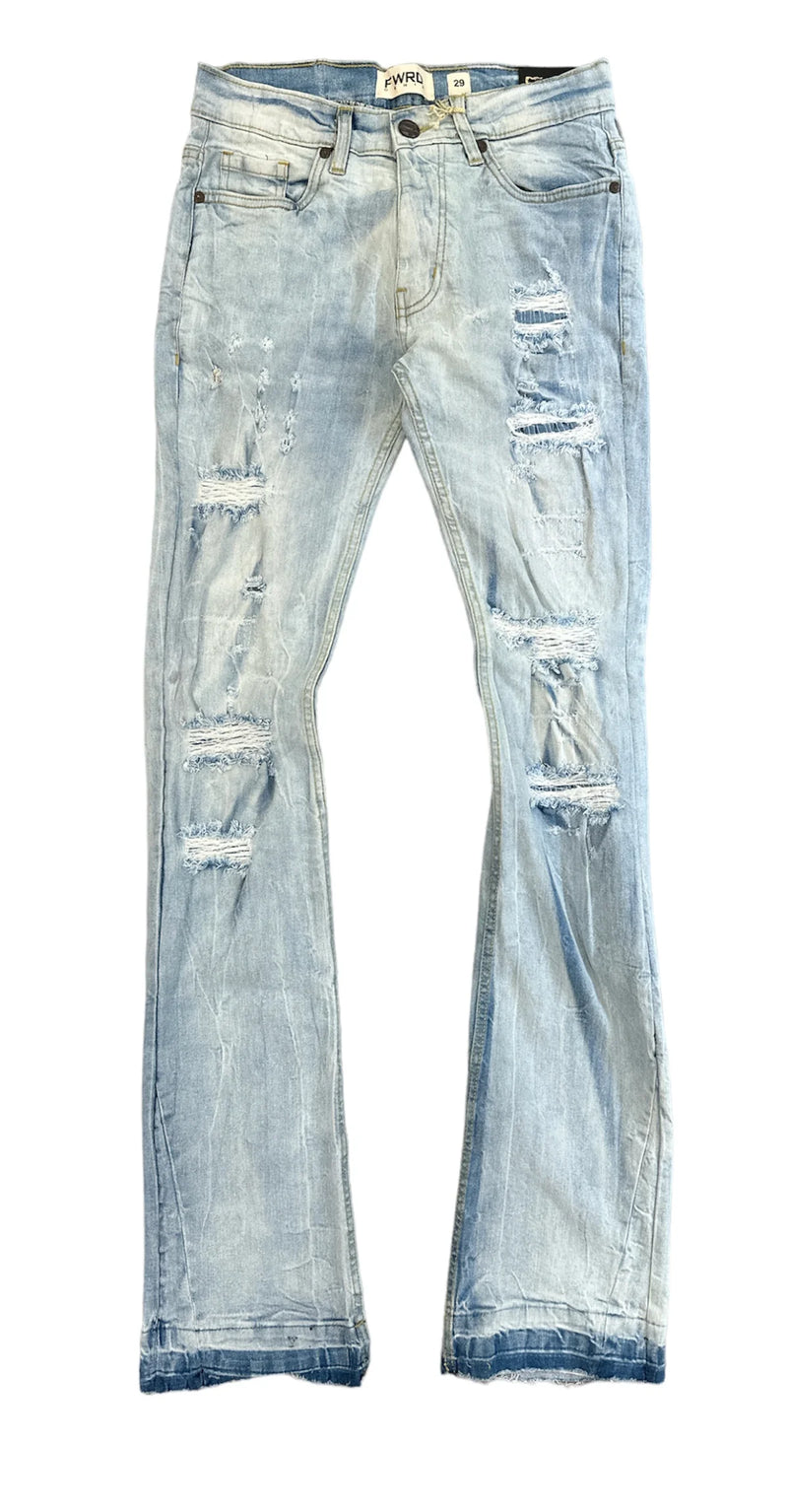 FWRD 'Worn Down' Stacked Flare Denim (Ice Blue) FW-33893 - Fresh N Fitted Inc