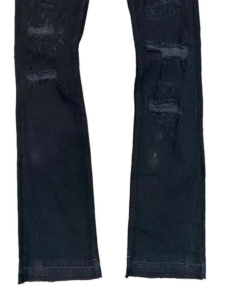 FWRD 'Worn Down' Stacked Flare Denim (Jet Black) FW-33893 - Fresh N Fitted Inc