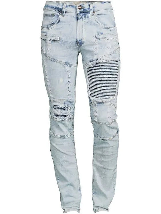 FWRD Distressed Moto Denim (Ice Blue) FW-33574A - Fresh N Fitted Inc