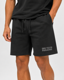 SYIP Block Letter Sweats Shorts In Black - FRESH N FITTED