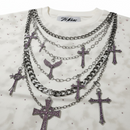TAKER 'Rise and Grind' Raw edge Rhinestone All over Rhinestone mens cropped Tee