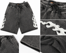 Copper Rivet Men's Flame French Terry Acid Wash Shorts In Black 511036 - FRESH N FITTED
