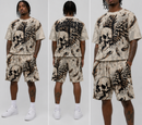 Rebel Minds 'Conquer Rhinestone' Tapestry T-Shirt (Cream) 610-12703 - FRESH N FITTED