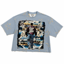 BKYS 'Fear No Man' Cropped Rhinestone T-Shirt (Blue) T1496 - FRESH N FITTED