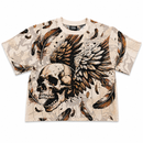 Rebel Minds 'Conquer Rhinestone' Tapestry T-Shirt (Cream) 610-12703 - FRESH N FITTED