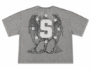 Copper Rivet Men's Acid Wash Frayed Oversize Crop T-Shirt In Gray 611014 - FRESH N FITTED