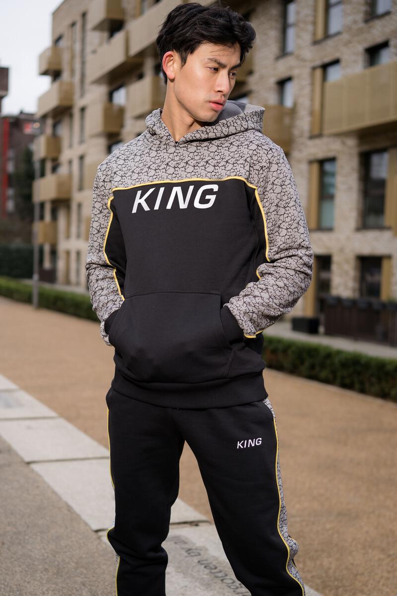 King 'Tennyson' Tracksuit Hoodie (Black/Elephant) AW21-TTTBY - Fresh N Fitted Inc