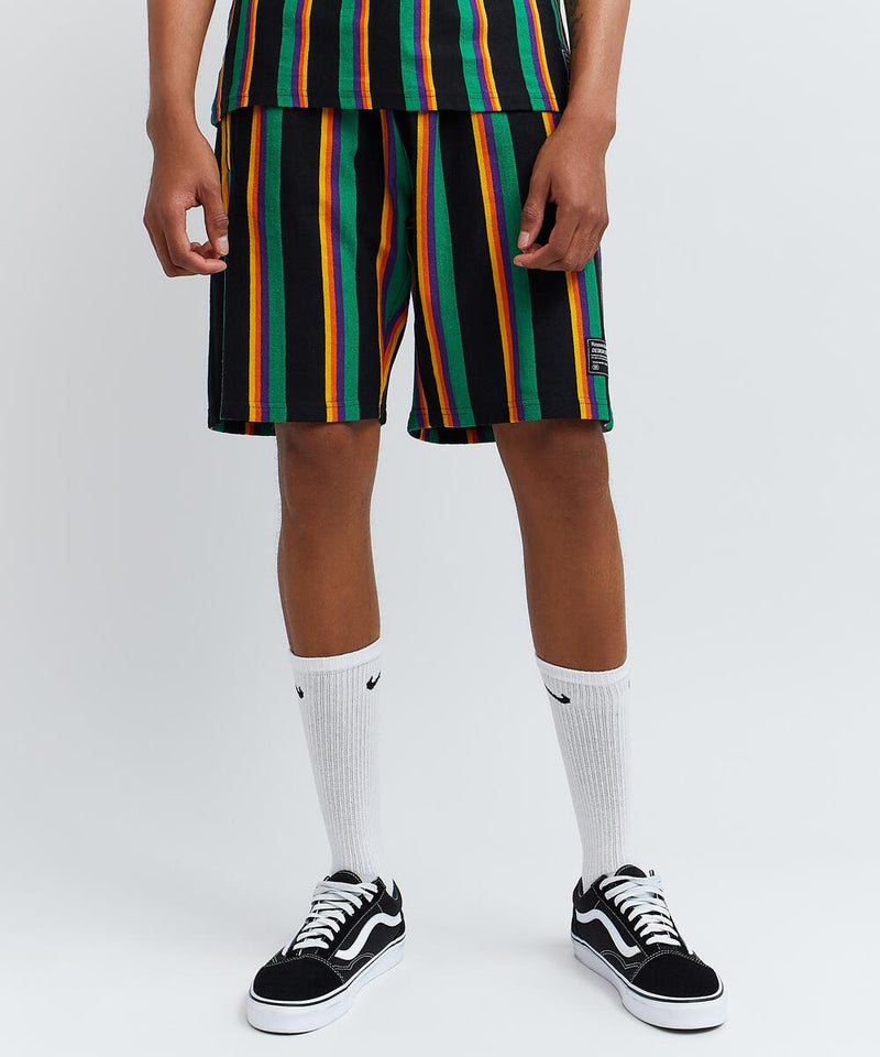 Reason 'Life Is Good' Fleece Shorts (Striped/Green/Black) RJ-11 - Fresh N Fitted Inc