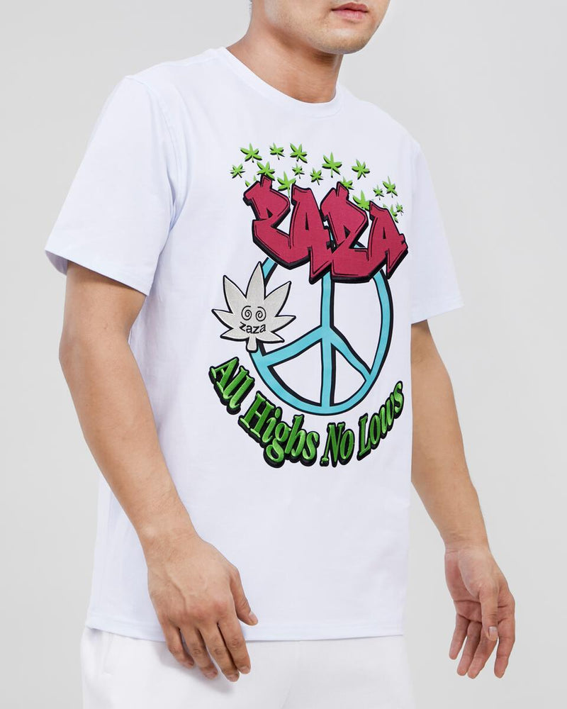 Zaza 'Peace, No Lows' T-Shirt (White) ZA1960021 - Fresh N Fitted Inc