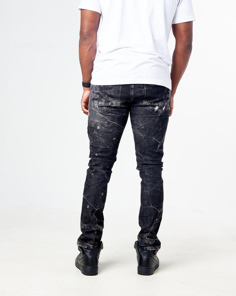 FWRD Distressed Moto Denim (Washed Black) FW-33574A - Fresh N Fitted Inc