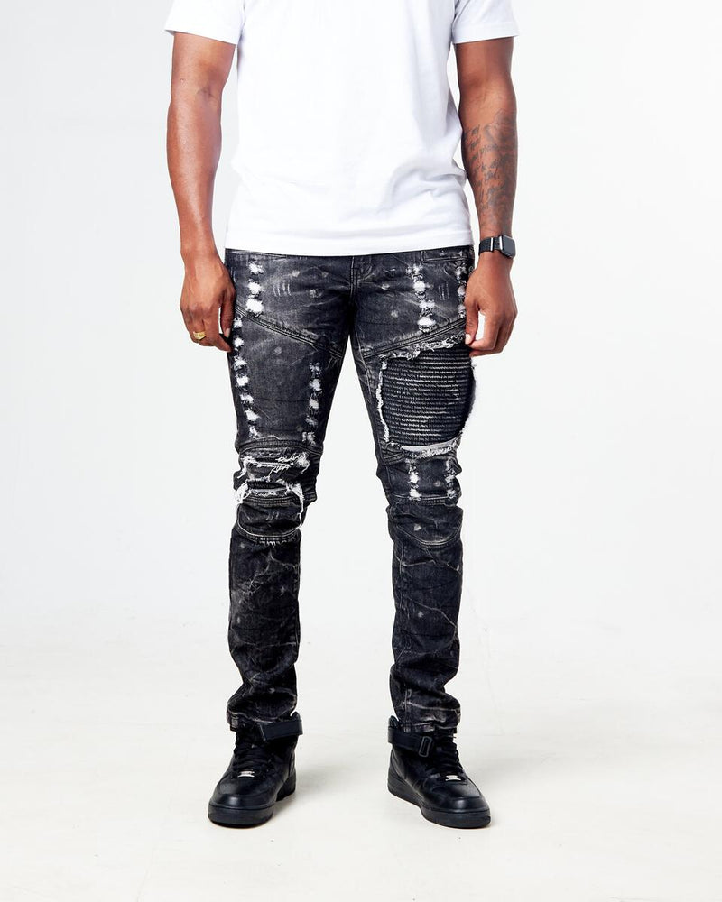 FWRD Distressed Moto Denim (Washed Black) FW-33574A - Fresh N Fitted Inc