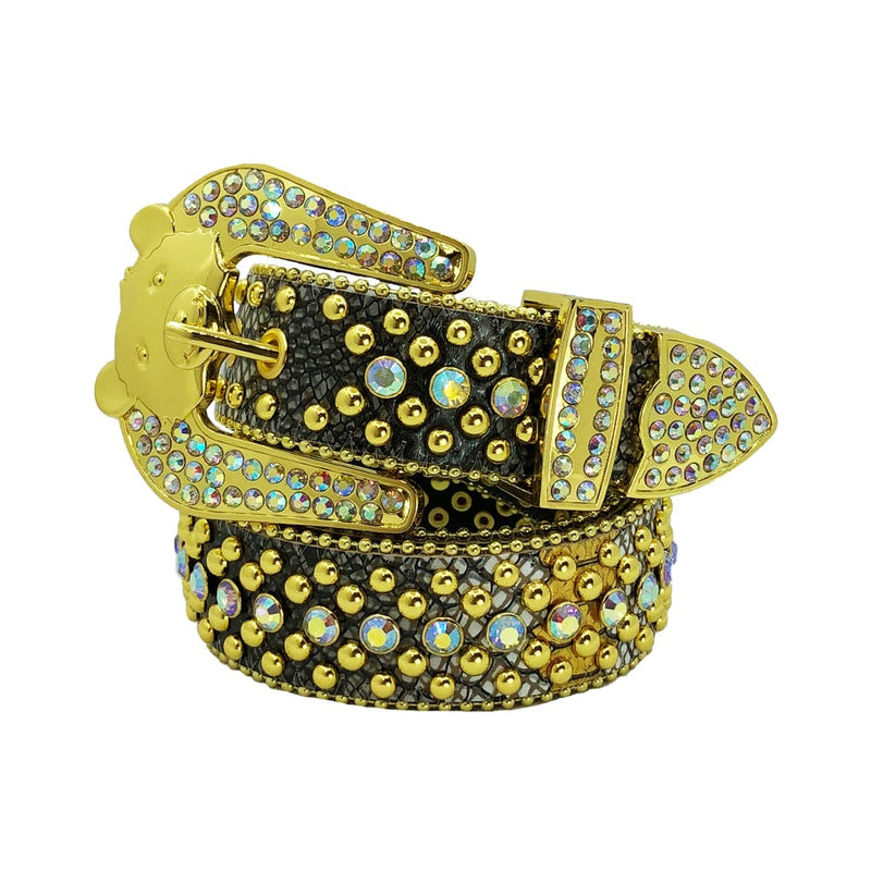 Elite Denim Kids Rhinestone Belt (Black/Gold) - Fresh N Fitted Inc